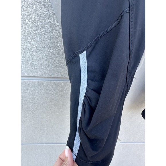 Lululemon Run Pace Crop Pant Sz 8 Running Capris Black/neon Green Pink polka Dot - Picture 11 of 11